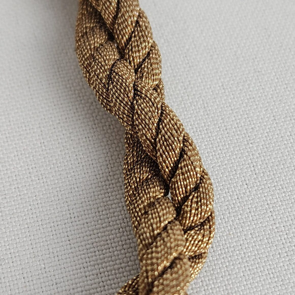 Vintage Bronze Medallion Twisted Gold Cord Statement Necklace - Picture 4 of 6